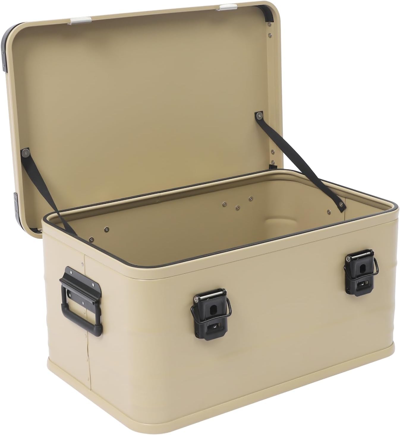 Aluminium Aufbewahrungsbox 30L/50L Wasserdicht mit Deckel, Transportbox mit Gummidichtung, Alubox, Aluminium Box mit verstärkten Ecken & Griffen für Camping Outdoor Reisen (50L Khaki)