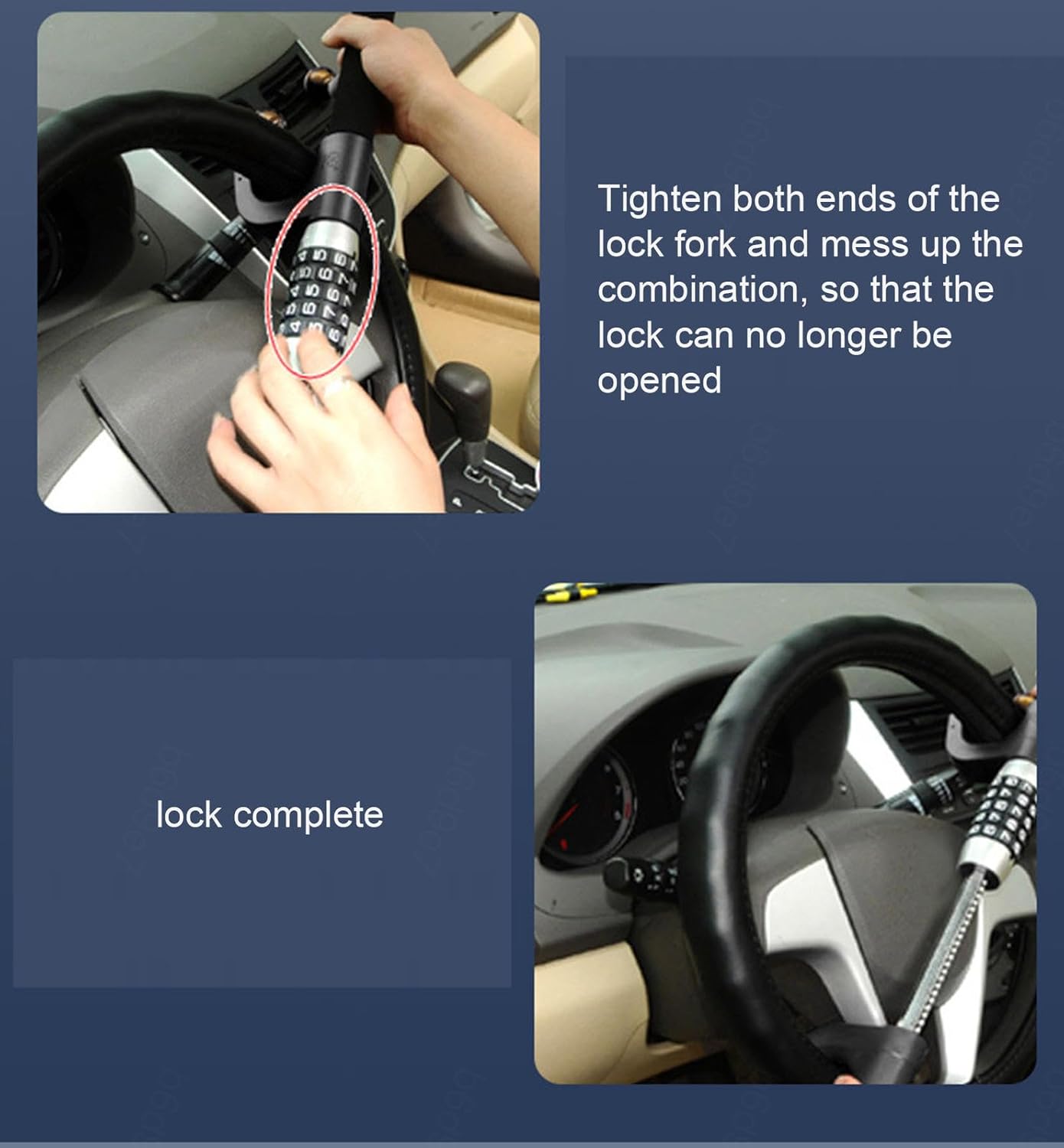 VIDECOR Steering Wheel Lock, Car Anti-Theft Password Code Steering Lock Retractable Keyless Heavy Duty Steering Wheel Lock with Mini Car Safe Hammer Keychain for Universal Vehicle,Red