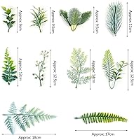 Vista 4 de 11 piezas de hojas verdes artificiales a granel de eucalipto de seda de hojas verdes falsas para bricolaje, ramos de flores de boda, centro de mesa