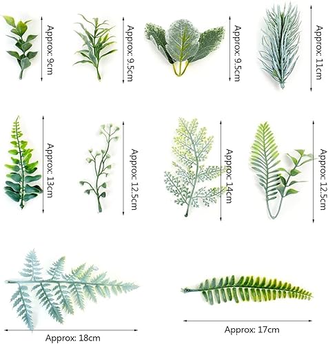 Miniatura 4 de 11 piezas de hojas verdes artificiales a granel de eucalipto de seda de hojas verdes falsas para bricolaje, ramos de flores de boda, centro de mesa,