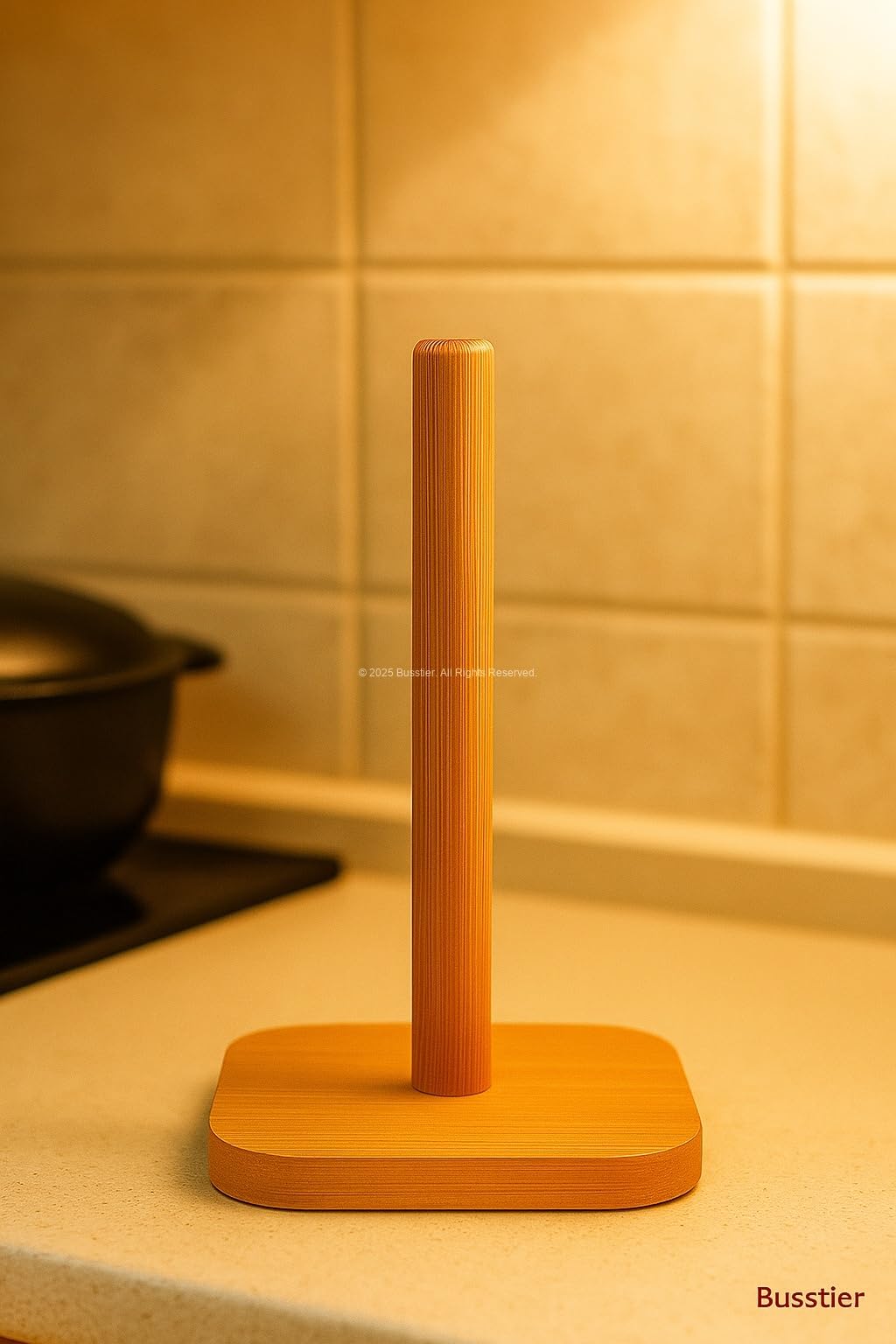 Busstier Bambu Kağıt Havluluk Doğal Ahşap Mutfak Tezgahı İçin Dikey Kağıt Havlu Standı Modern Şık Tasarım Dayanıklı Kolay Temizlenir Kaymaz Tabanlı Pratik Kağıt Havlu Tutucu Organizer (Kare)