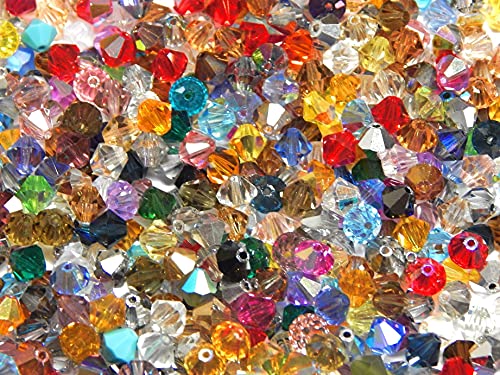 Preciosa Bohemian Crystal Pearls 6 mm Double Cone Colourful Mix Czech Pearls Glass Pearls Bicone Beads Pack of 50