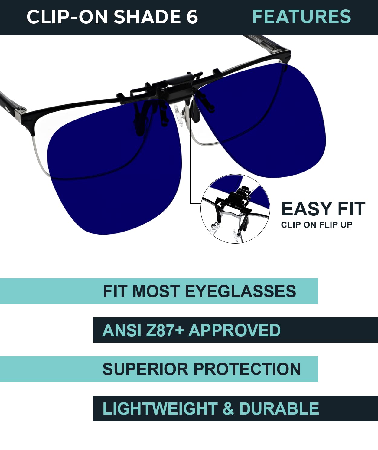 Cobalt Blue Clip On Flip Up Safety Glasses for Welding Metal Fabrication Hot Glass Working Foundry Work Shades 4 6 8 product thumbnail 6