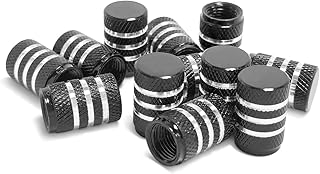 CGEAMDY Aluminium Valve Cap, Tyre Valve Caps, Aluminium Car Valve Caps, Aluminium Dustproof Car Air Caps for Bikes Trucks Motorcycles, Tyre Valve Caps (Black)