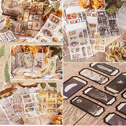 Vintage Style Label Stickers Set, Plants Leaves Flowers Butterfly Retro Manuscript Old Fashion Music Stickers For Scrapbook Journal Planner Notebook Diy Crafts Album(Vintage-B) #TOP6