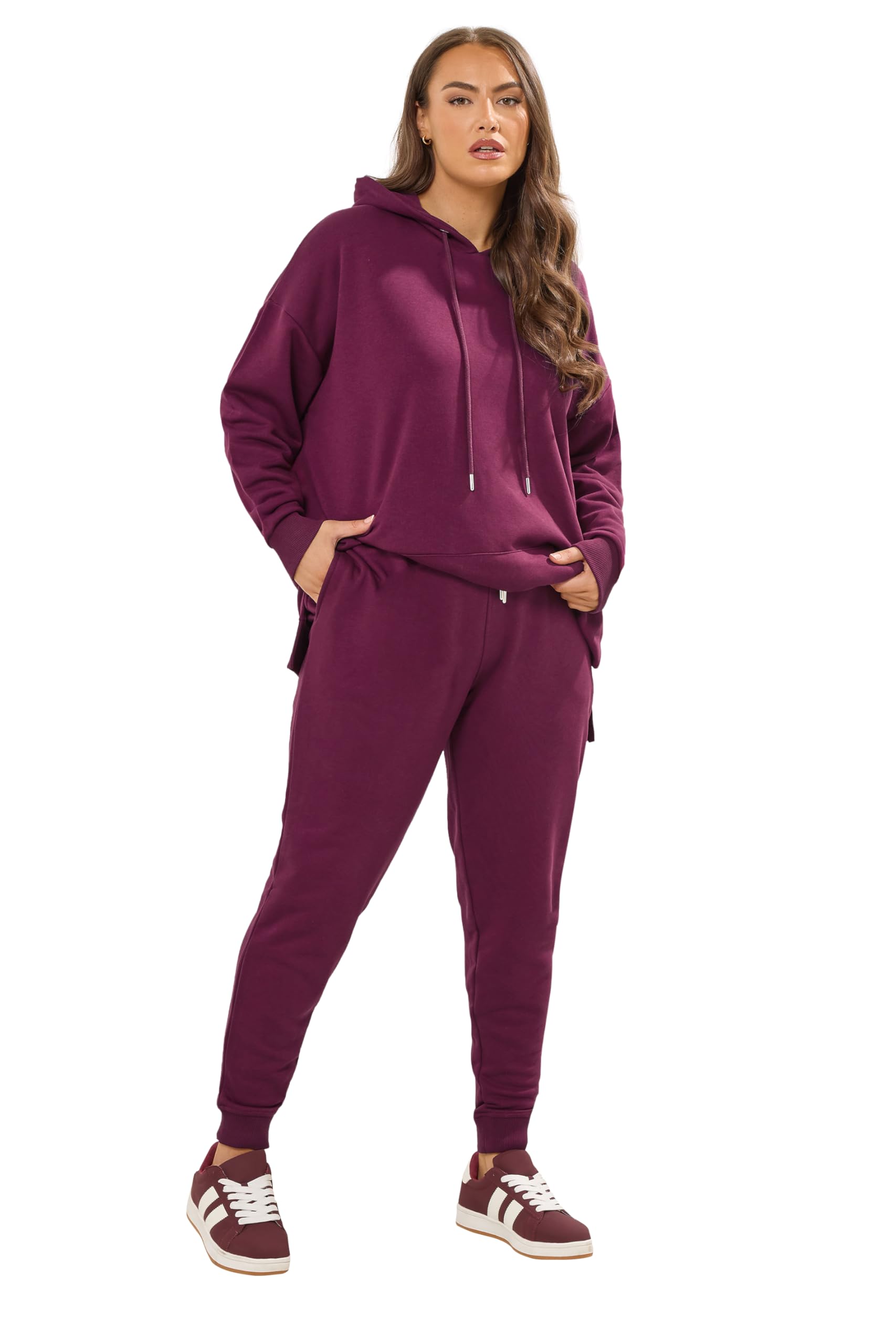 Yours Women's Burgundy Curve Red Tie Cuffed Joggers - Plus Size Curve