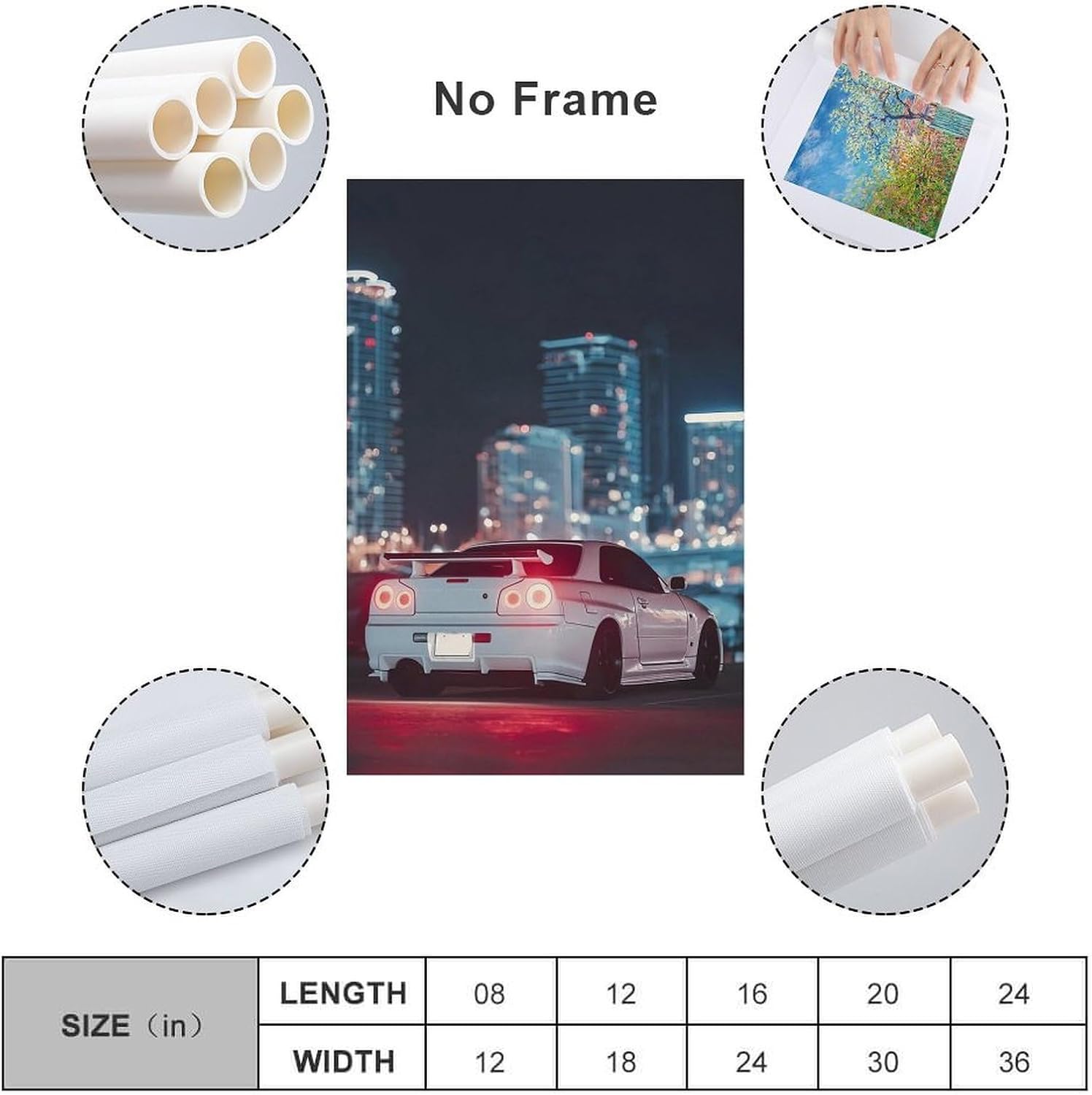 JYOUQOC Jdm Car R34 Car Tailgate Cityscape Poster Canvas Wall Art Decor for Bedroom Living Room Office Bathroom Home Pictures Print Wall Decor 12x18inch(30x45cm) - Image 2