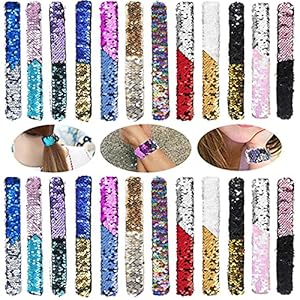 dancepandas Omkeerbare polsband 25PCS Glitter klap armbanden Tweekleurige 12 kleuren Sequin klap armband Zeemeermin…
