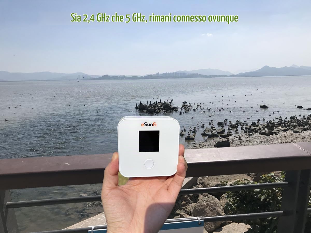 eSunFi SHFiEL40 Router Hotspot Mobile 4G LTE, WiFi Portatile Ad Alta Velocità in Tutto Il Mondo, Nessuna Scheda SIM Necessaria, Rete Wireless Sicura Ovunque