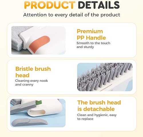 Miniatura 3 de Cepillo limpiador de rieles de ventana, herramientas de limpieza de rieles de ventana con raspador oculto, herramienta de limpieza de alféizar de