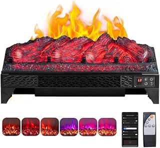 ROVSUN 23'' Electric Fireplace Insert w/Remote & WiFi Control, Faux Fire...
