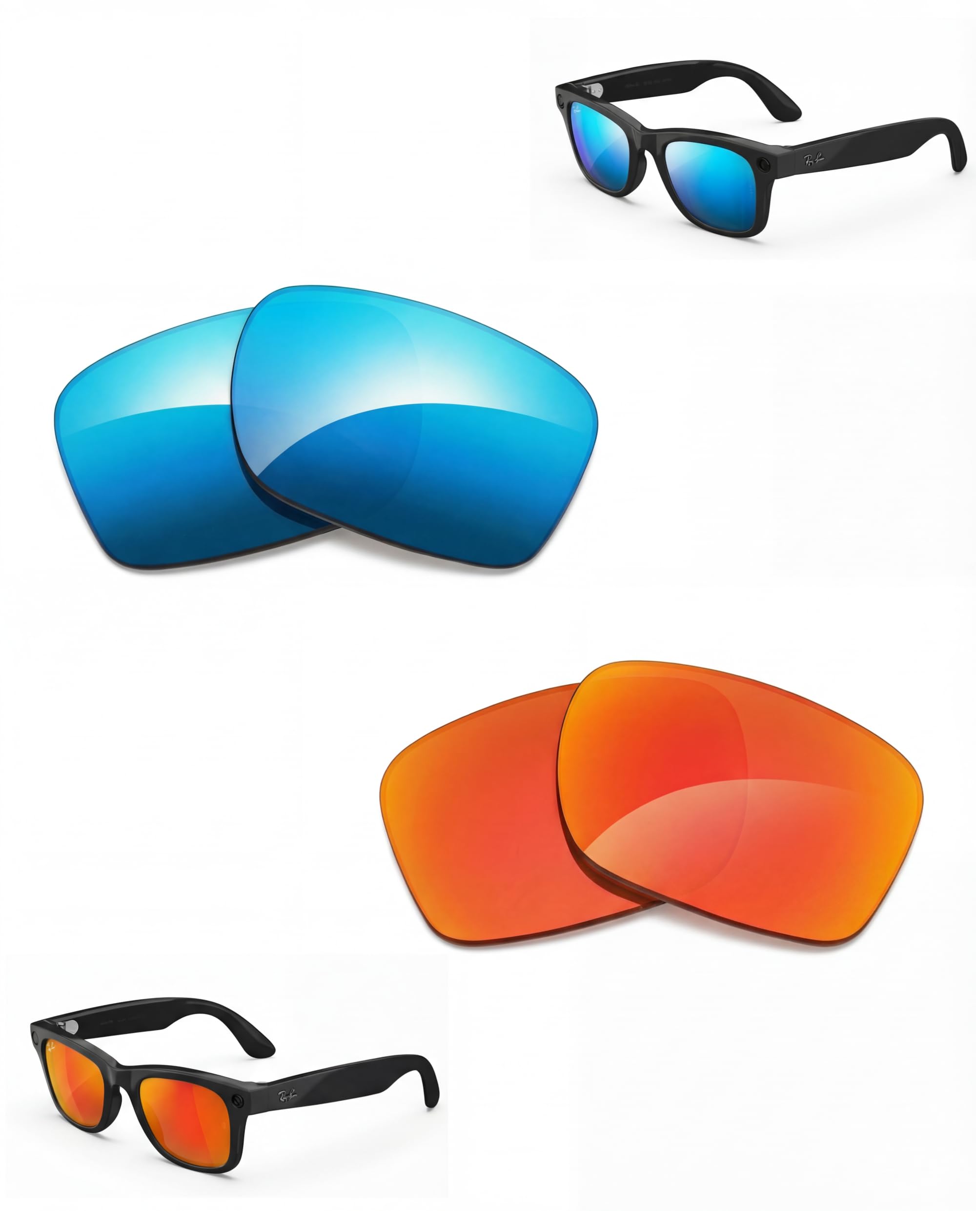 Polarized Replacement Lenses for Ray-Ban Meta Wayfarer RW4006 Wayfarer Gen 2 RW4012 50mm 2 Pairs