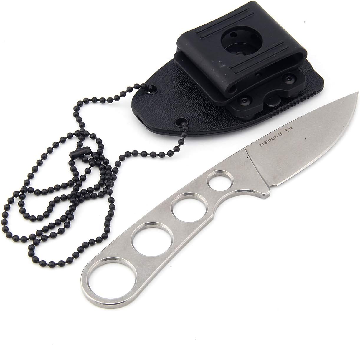 Sanrenmu 7130 Fixed Blade Knife with Sheath 8Cr14Mov Stainless Steel Blade Handle(Grey)