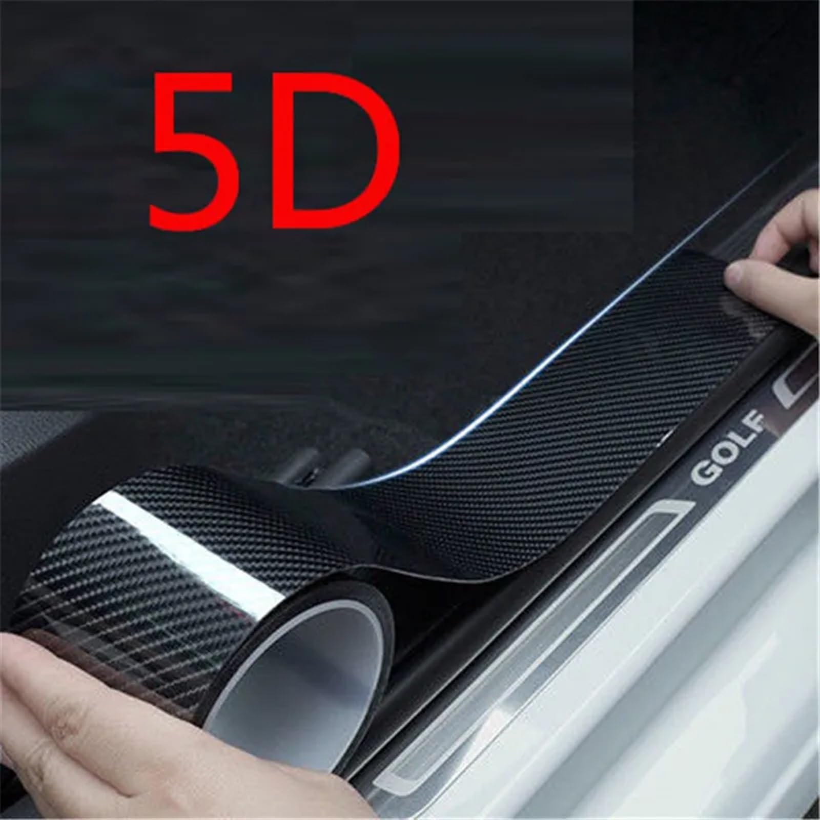 Protector de Parachoques de Coche Pegatinas para Coche con diseño de Fibra de Carbono en Color Negro Brillante Resistentes al Agua 3D/6D de Fibra de Carbono, para Parachoques de Puerta(10cm,10m)