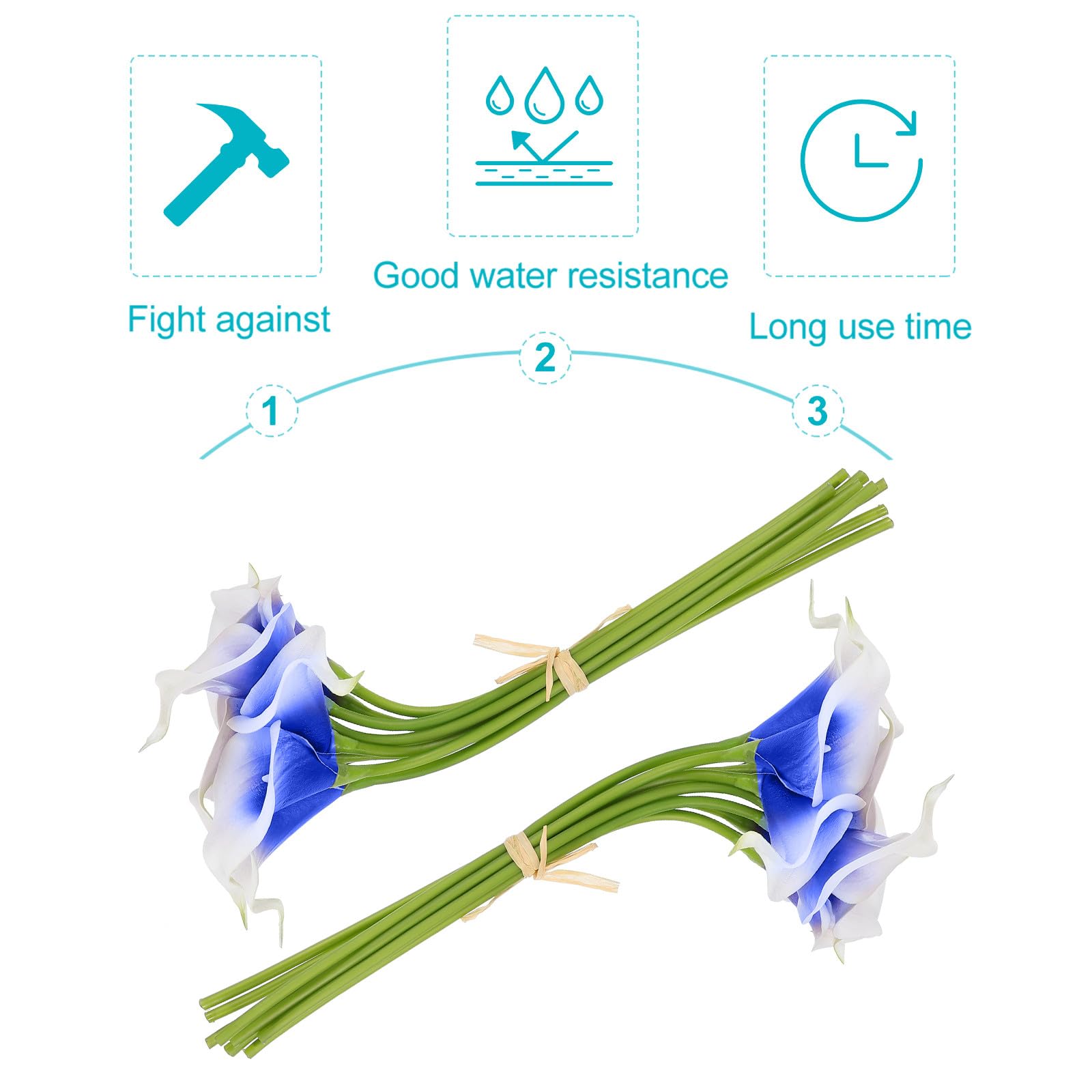 Healeved 20 Pezzi Fiori Artificiali Mini Calla Decorativi e Blu per Bouquet da Sposa, Ornamenti Floreali per Feste, Casa e Ufficio, Fiori Finti Riutilizzabili per Matrimoni