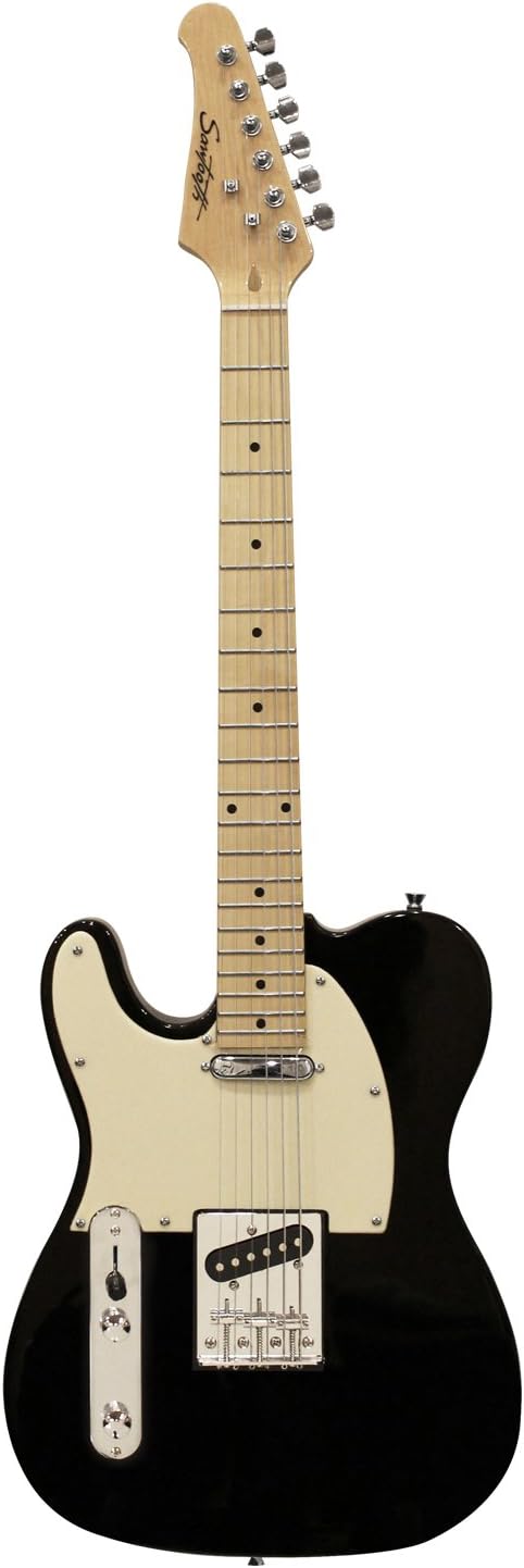 Blасk Frіdау Sаlе 2022 Sawtooth ET Series Left Handed Electric Guitar Black w/Aged White pickguard, Guitar Instructional, Gig Bag, Picks, Strap and Tuner