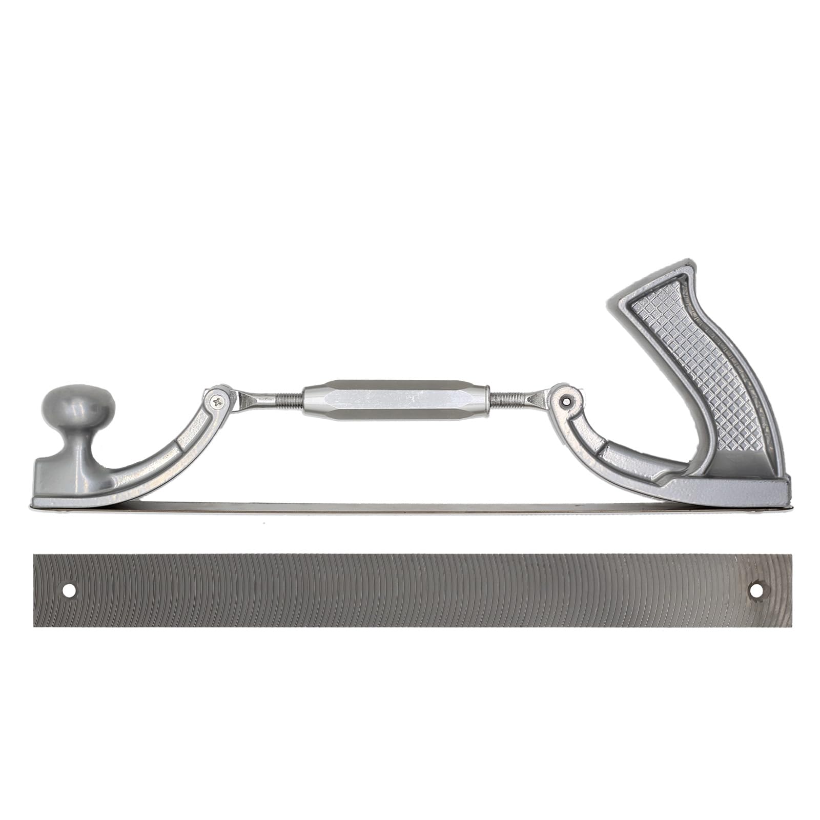 KUZURYU Adjustable Flexible Body File Holder, Adjustable for Convex & Concave Curves, 14" 9-TPI Dual-Side Blade for Smoothing, Shaping & Filing, Fits Multiple Adapters.