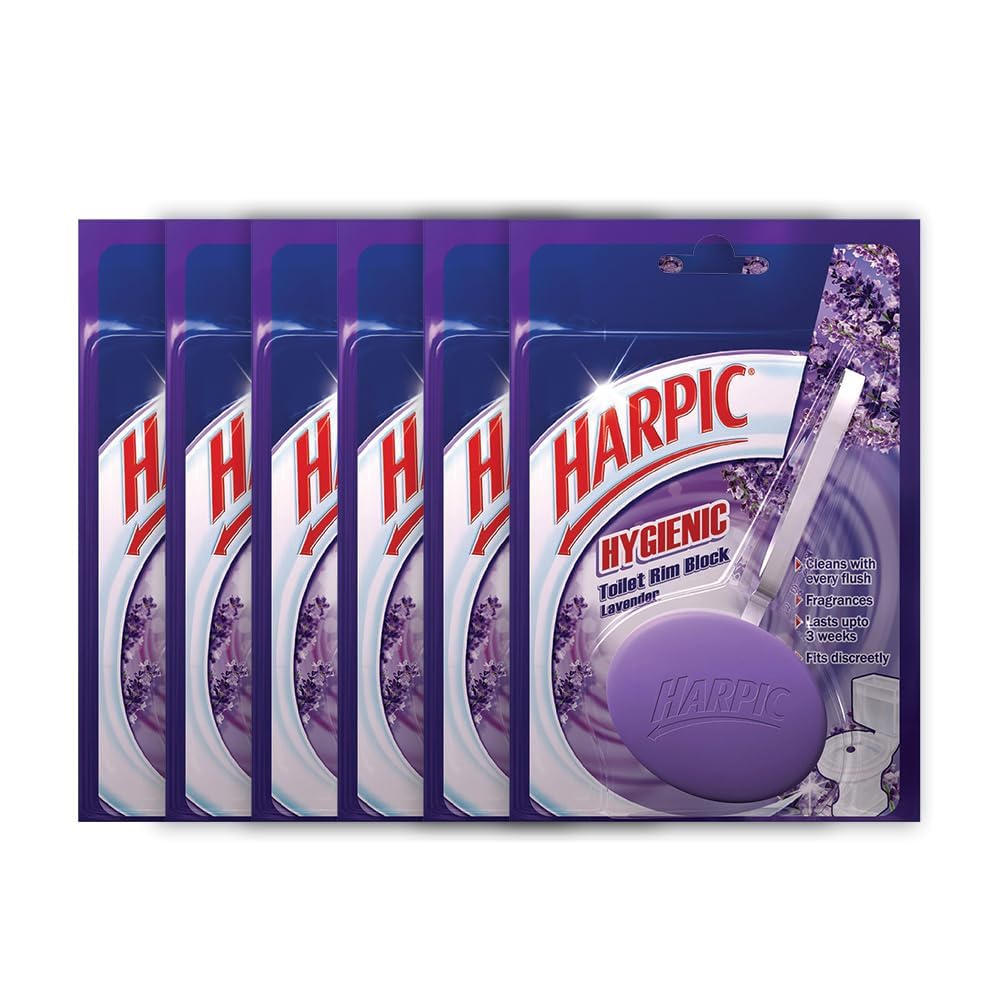 Harpic Hygienic Toilet Cleaner Rim Block, Lavender - 26 g (Pack of 6)| Toilet Flush Cleaner Blocks (B0C8MLQ31Z) Amazon Price History, Amazon Price Tracker