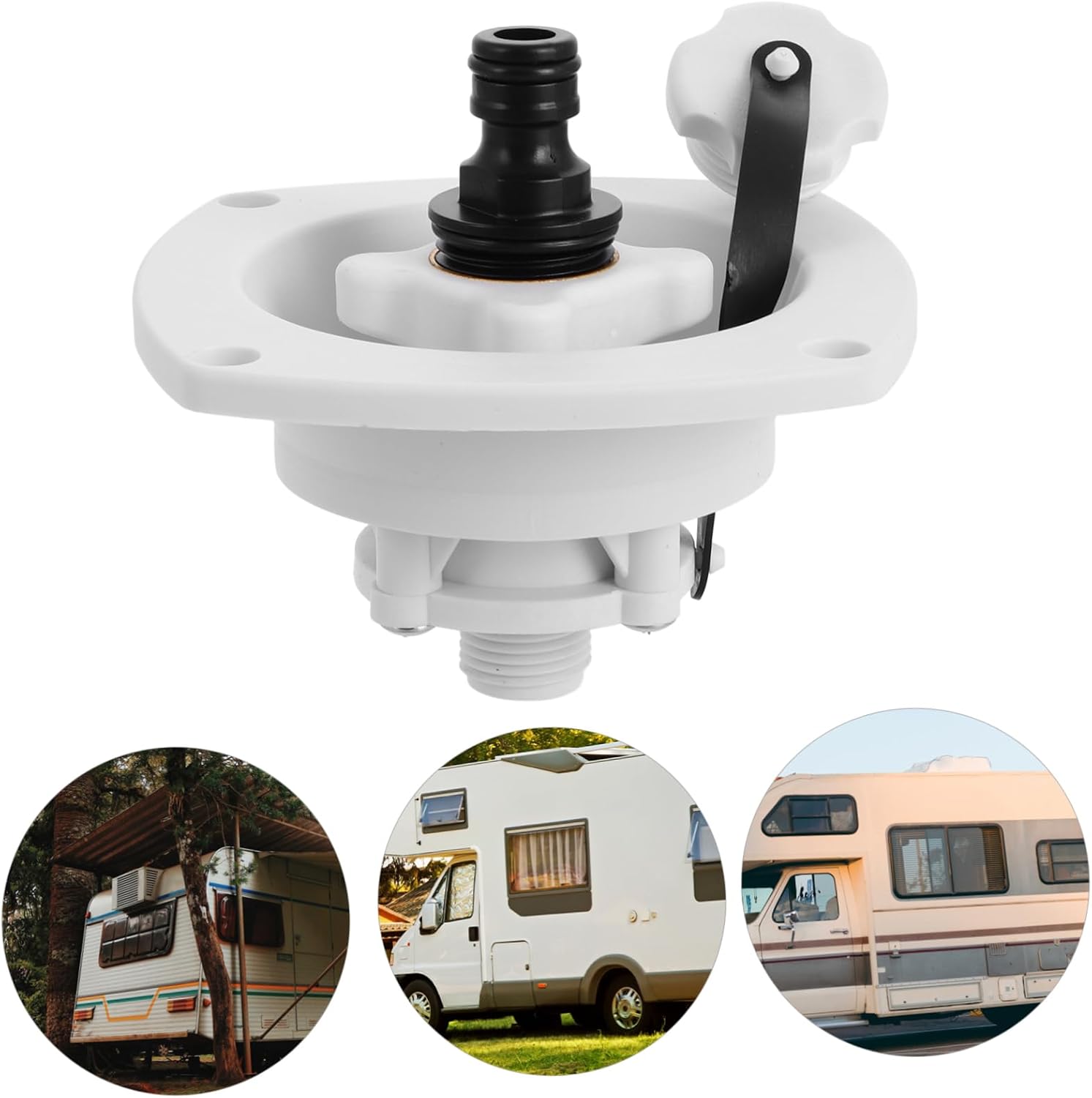 Mikinona 1set Rv Water Inlet Adapter Rotating Cap Material Water Fill Fitting for Rv and Boat Multifunctional Replacement Part for Efficient Inlet Use