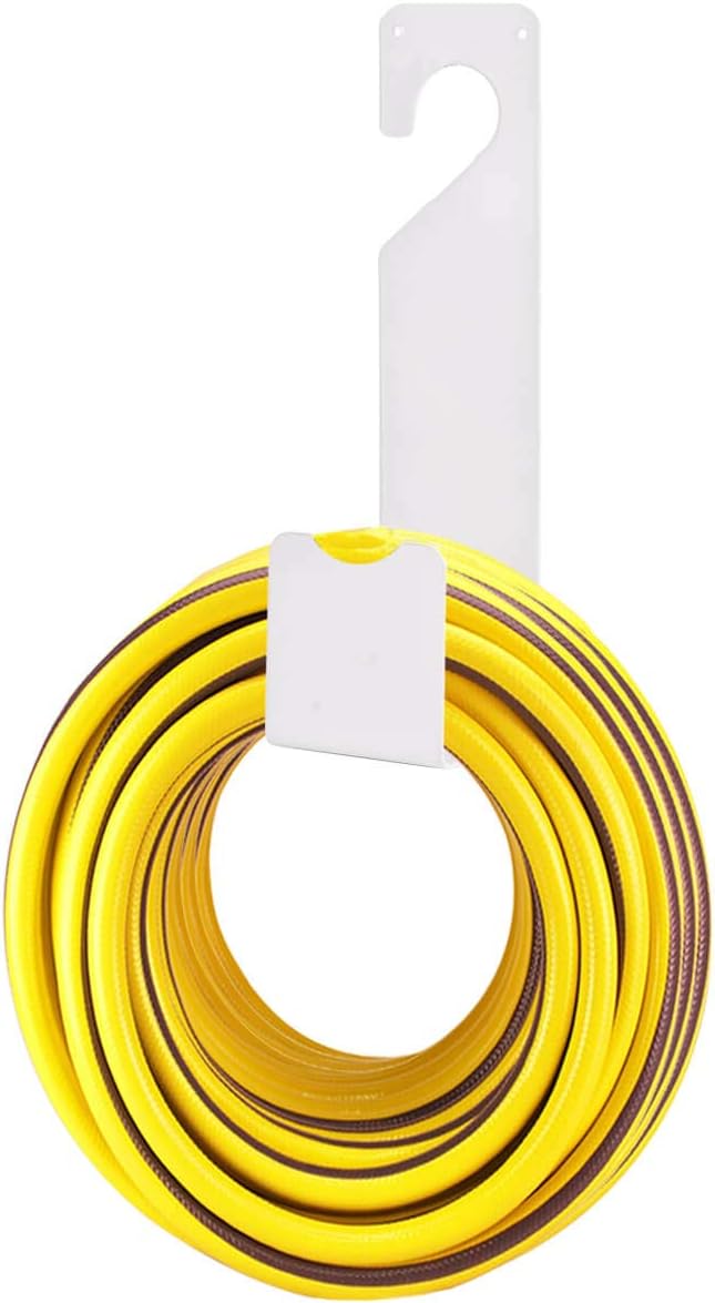 Garden Hose Holder - Wall Mount Heavy Duty Rust-Free Hose Hook - Holds Up to 100ft Hose - Yellow Plastic and Rubber - 1.25 lbs
