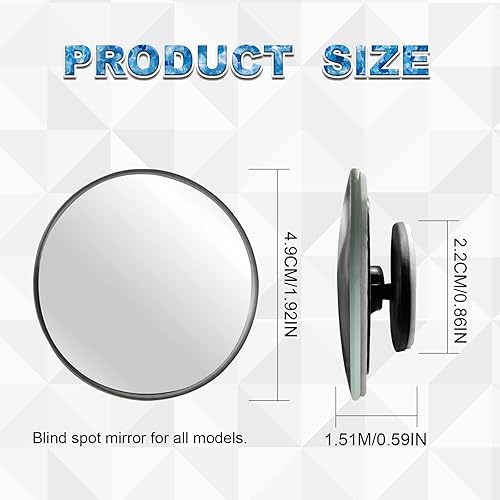 Miniatura 2 de Espejo de punto ciego sin marco, espejo retrovisor convexo de vidrio HD, rotación de 360, accesorios exteriores ajustables en ángulo con automóvil,