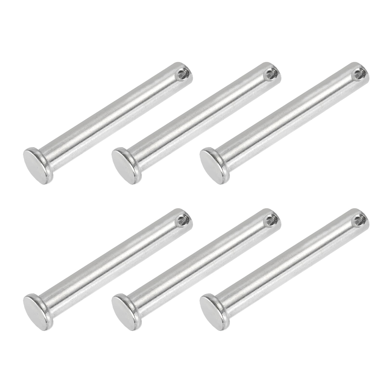 PATIKIL Perni a Testa Piana a Foro Singolo, 6 Pezzi Perno Testa Piatta in Acciaio Inossidabile 304 per Serratura a Spina per Sistemi Cardini, Argento, 10 x 70mm