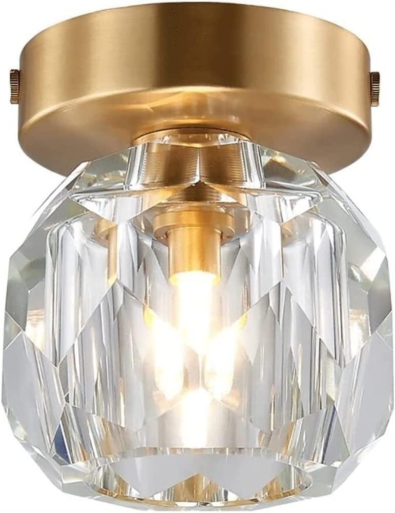 ASerZenith Crystal Ball Ceiling Light Fixture Copper Corridor Ceiling Decorative Lights, Modern G9 Living Room Atmosphere Lamps