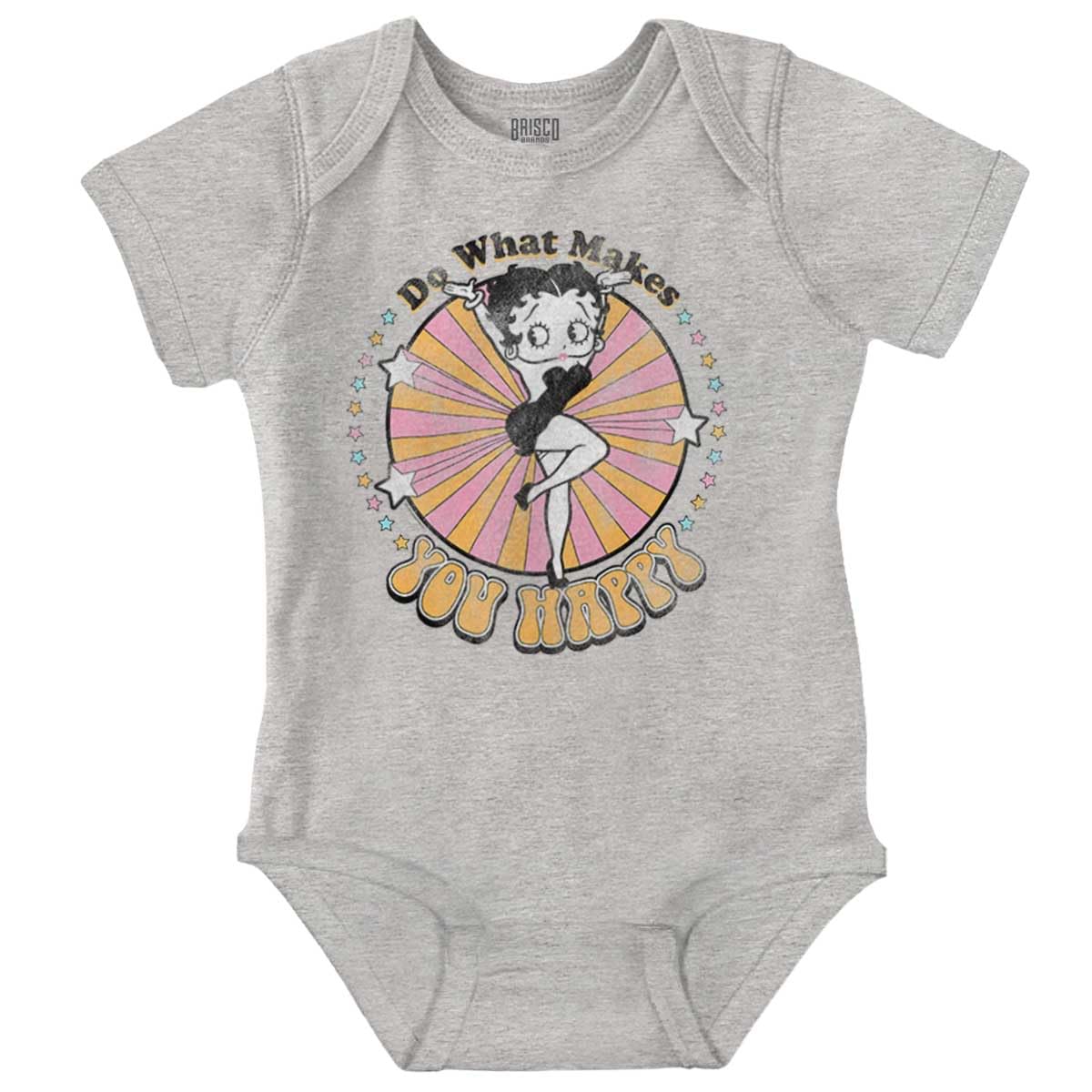 Brisco Brands Retro Betty Boop What Makes You Happy Baby Romper Boys or Girls