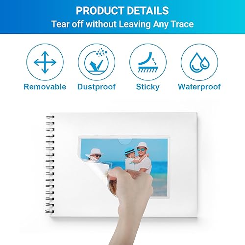 Miniatura 4 de MaxGear Bolsillos para tarjetas de índice de 4 x 6, paquete de 52 bolsillos autoadhesivos para tarjetas de biblioteca con carga abierta superior