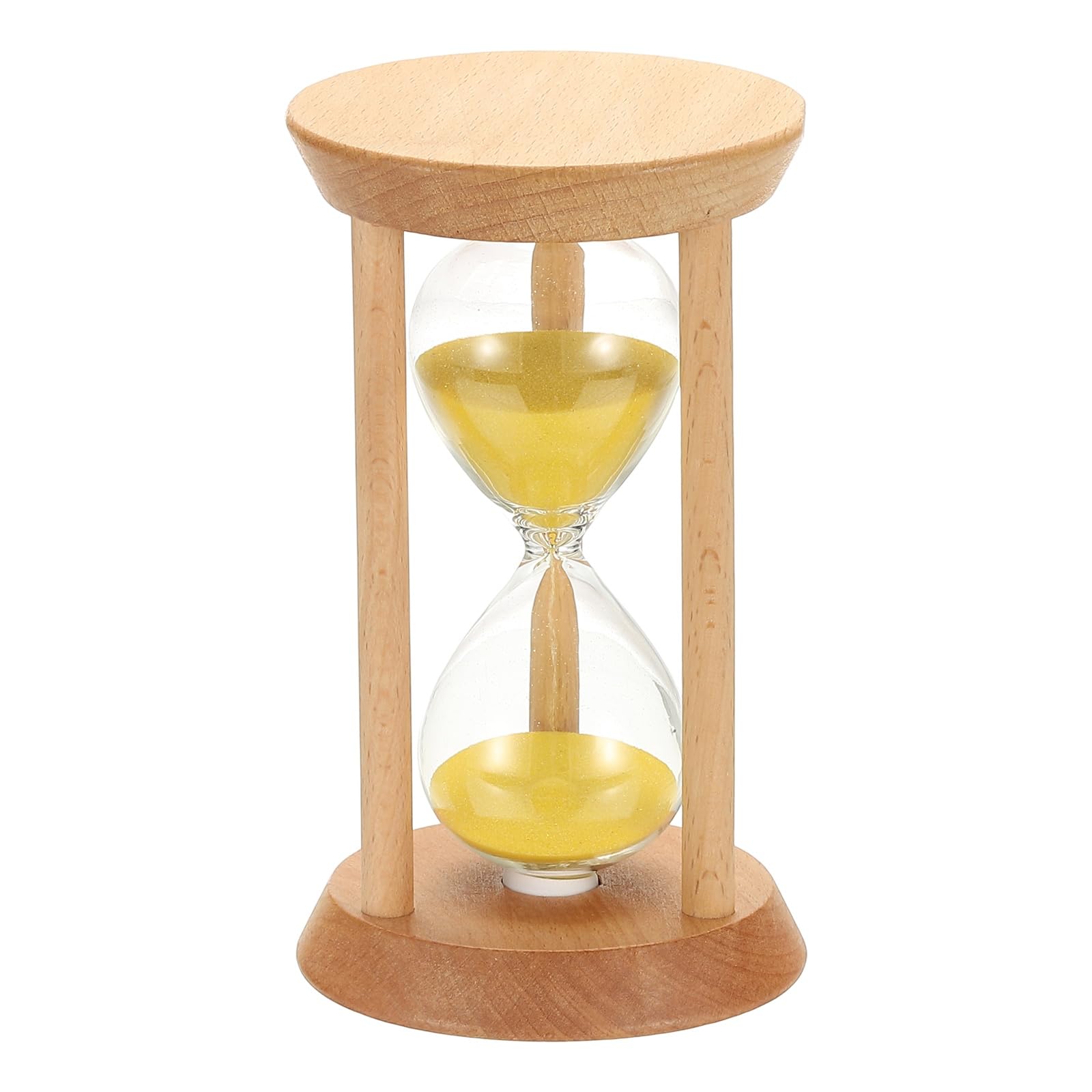PATIKIL 30 Minutes Sand Timer, 1 Pcs Wooden Sand Watch High Glass Sandglass Timer for Living Room Home Office Restaurant Decoration, Yellow