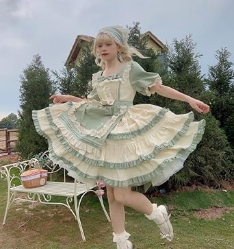 REVOYI Cute Japanese Lolita Western Style Pastoral Style Short Sleeve Dress, Cosplay Lolita Clothes, Cosplay Jumper Skirt, Forest Girl, Costume, Girl, Yukeka, Daughter, School Festival, Cultural