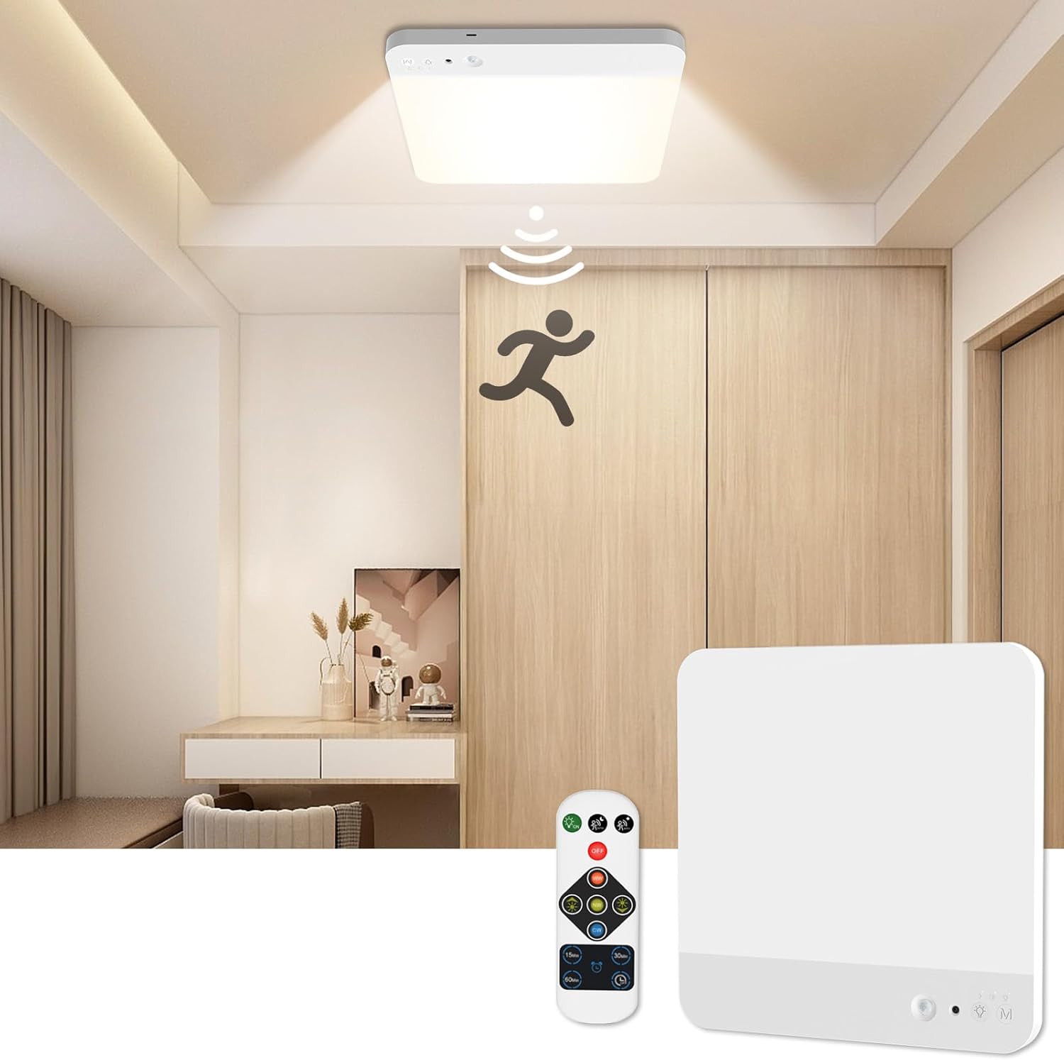 Rechargeable Closet Lights Motion Sensored – 7.8in Magnetic Under Cabinet Lighting, Battery Operated Closet Light with Remote, Wireless Indoor Sensor Lights for Under Counter Shower Bathroom Kitchen