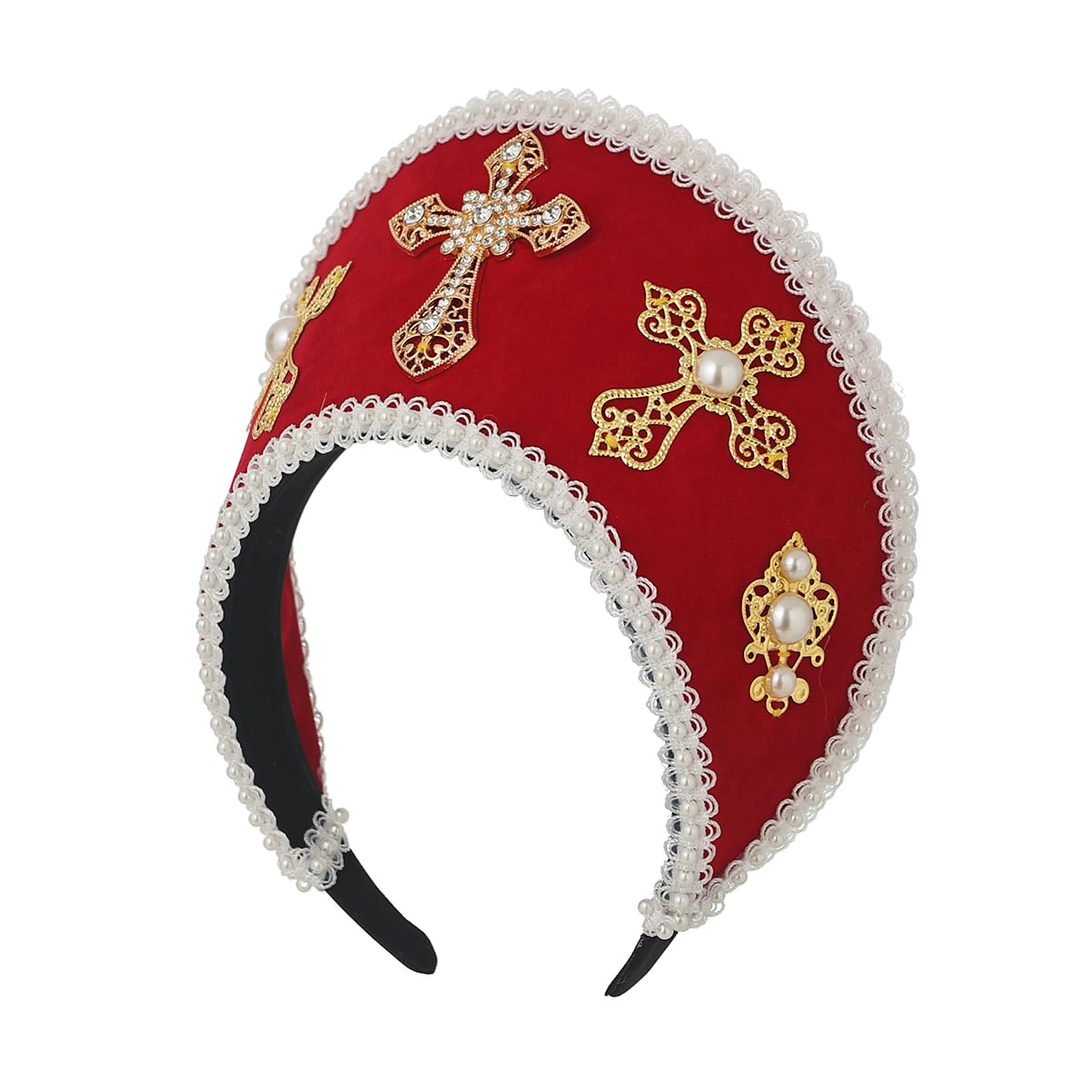 BPURB Tudor Queen Coronet Sombrero con Capucha para Mujer Anne Boleyn Sombrero Isabelino Diadema Francesa Real para Cosplay Fiesta