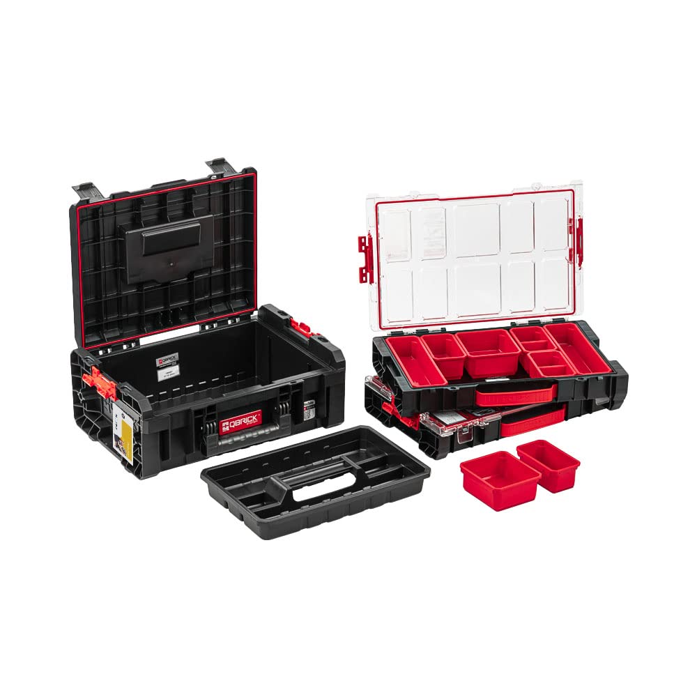Werkzeugkasten SET PRO-Series 3in1-45 x 31 x 33,5cm - Werkzeugkoffer Toolbox und Zwei Sortierkästen - Werkzeugkiste Organizer Sortimentskasten Kleinteilemagazin Premiumklasse