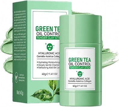 Centella Asiatica Mud Mask Stick, containing centella asiatica, green tea extract, and salicylic acid, deep cleanses, soothes and calms, suitable for acne-prone skin (green).
