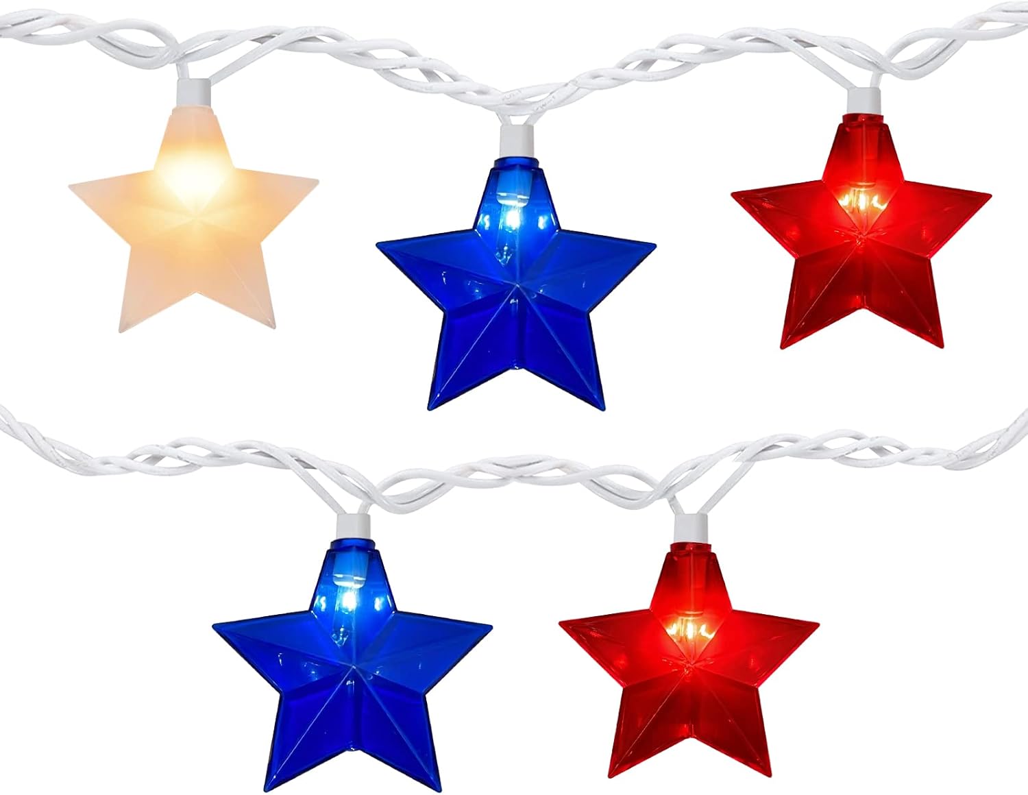 Bokoiuu FivePointed Stars String Lights, 4th of July Decor