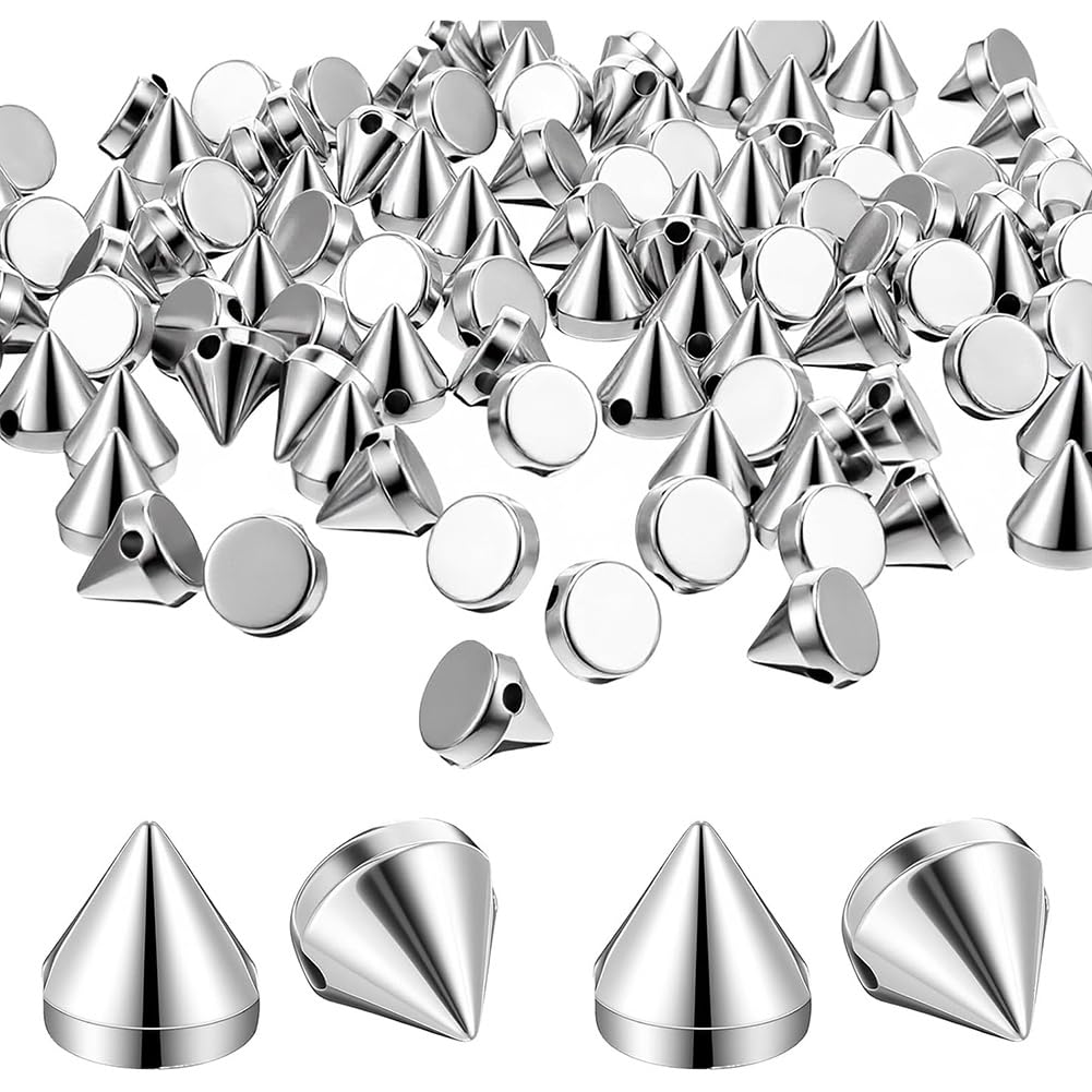 Jnchdghwa Silver For Diy Handicraft Accessories For Diy Punk Rock Style 200Pcs 8Mm Spike Cone Studs Leathercraft