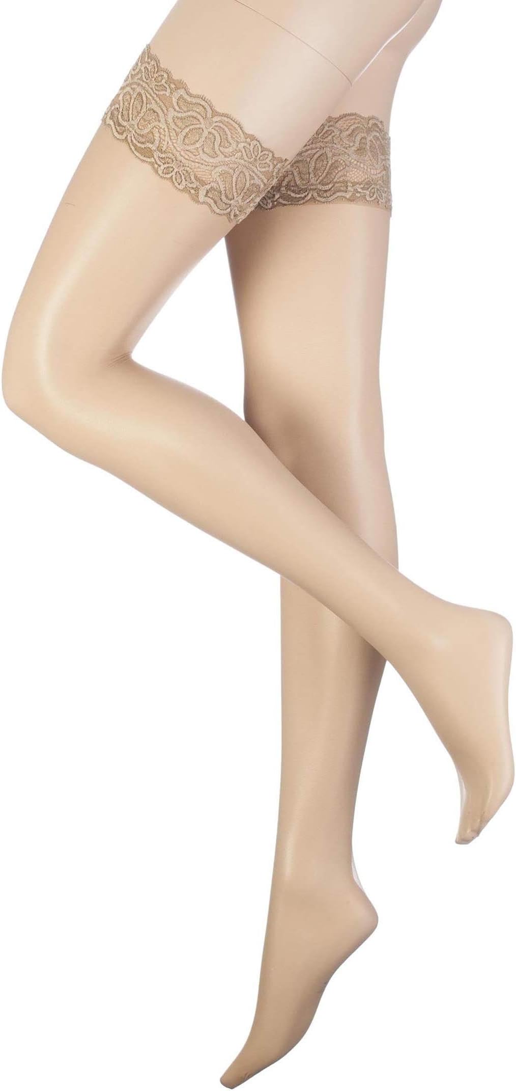 Aristoc Sensuous 10 Denier Lace Top Hold Ups - Medium - Nude