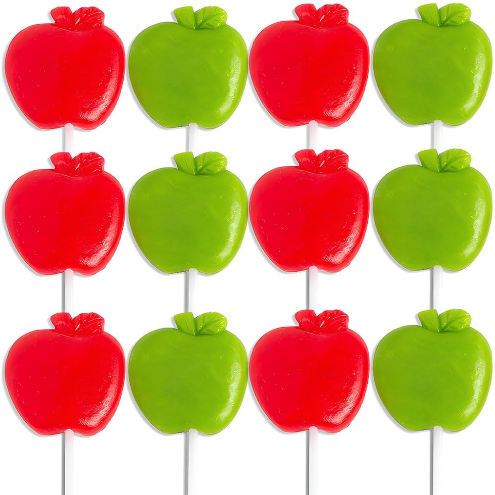 Novelty Themed Individually Wrapped Lollipops, 12 Pieces, Apples, Teacher, Back To School Party Favors