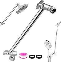 Enoughmen 12 Inch Adjustable Rain Shower Head Extension Arm - Stainless Steel, Rust-Proof Chrome, Universal G1/2 Connector