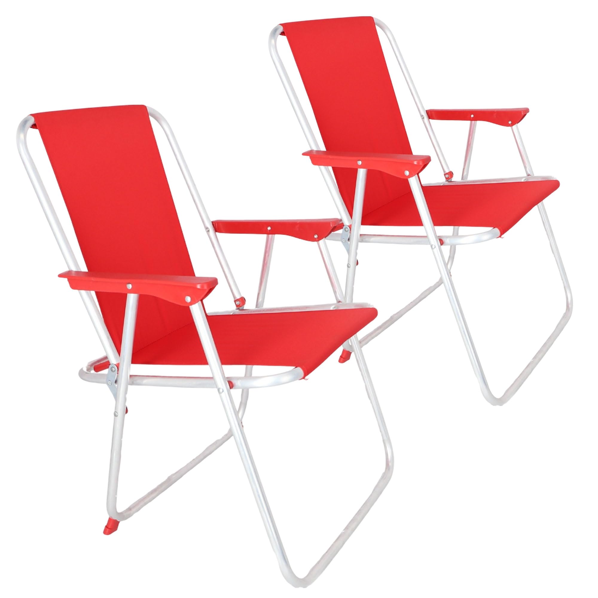 Well Home MOBILIARIO & DECORACIÓN Juego de 2 Sillas de Playa metálica Plegable de Color Rojo 44x44x74cm