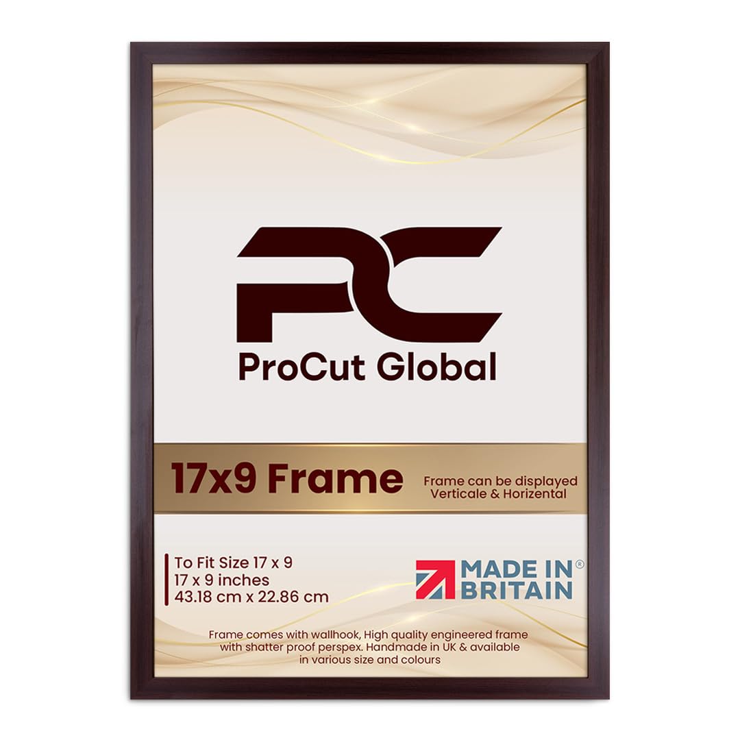 Procut Global 17X9 Rose Wood Picture Frames - Modern Wooden Photo Frame with Shatterproof Perspex for Wall or Tabletop - Perfect for Posters, Certificates, Prints - Sizes & Colors Available