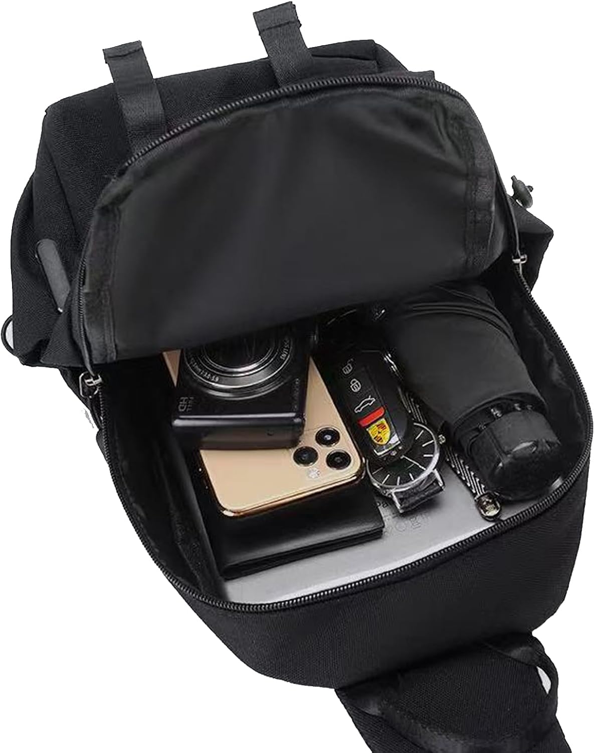 Waterproof Sling Bag for Mens Crossbody Bag, Wear-Resistant Travel Sling Backpack Chest Bag with Adjustable Shoulder Strap Anti Theft Daypack for Hiking Sports Running Women-Black - Image 7