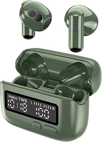 MuatCtarom Auriculares Bluetooth inalámbricos portátiles BPG (verde), diseño BB Pager, pantalla LED de potencia y hora, y función de cronómetro,