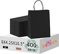 Vista 13 de Bolsas de papel kraft Mesha 5.25 x 3.75 x 8 pulgadas marrones pequeñas con asas a granel, paquete de 300 para pequeñas empresas, recuerdos