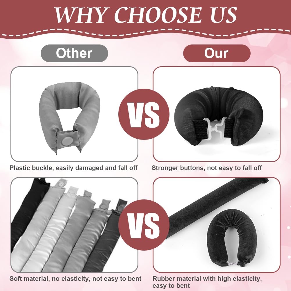 LOPHE 3 Pcs Heatless Hair Curler, Heatless Curls Blowout Rods Headband for All Hair Types Soft Hair Roller Rods with Hook - Image 4