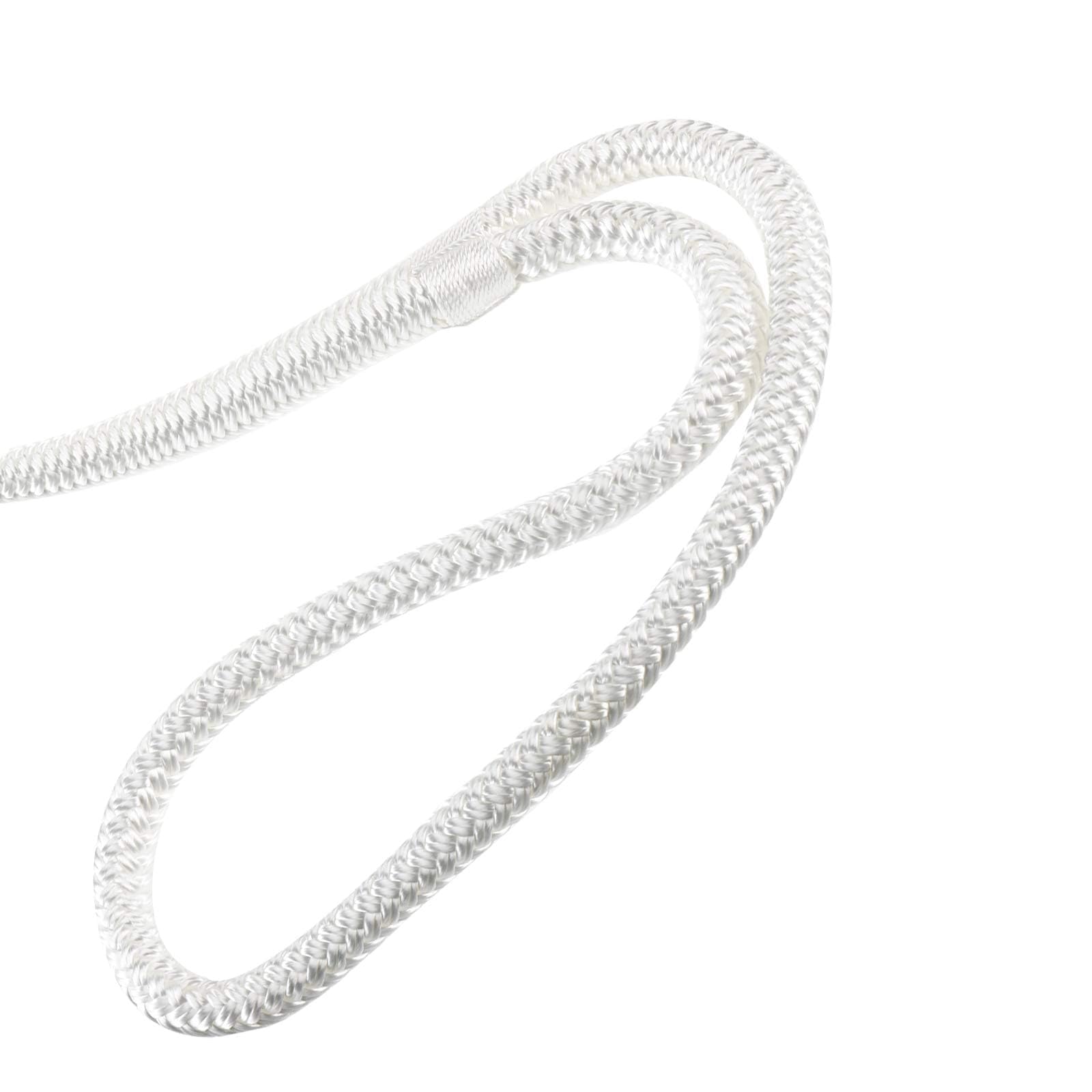 BOOMSTART 2 pezzi corda da ormeggio per barca da 16 mm con occhio in nylon doppio intrecciato, corda parabordi linee dock Ø 16 mm, L: 7,62 m, occhio 38 cm, carico di rottura: 3970 kg, bianco