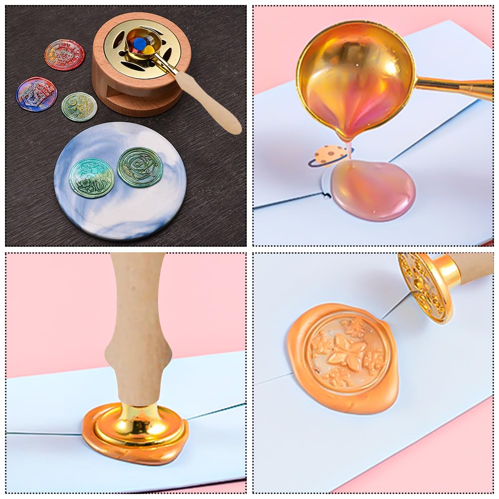 Set Sigilli A Cera Con Cucchiaio E Timbro - Per Lettere, Inviti E Artigianato, Stile Vintage - Foto 10