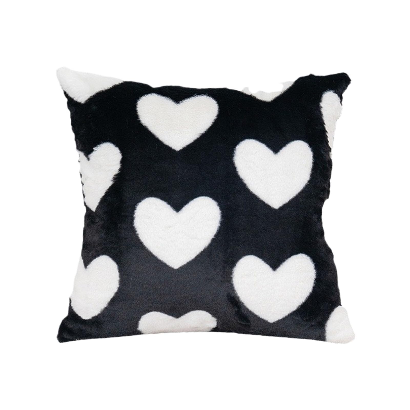 Taie d'oreiller pour couple saint-valentin housse coussin lit et peluche imprimé cœur