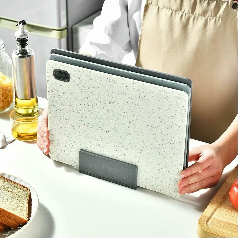 JJDFW - Juego de 4 tablas de cortar de doble cara con patrón de mármol para cocina y carne